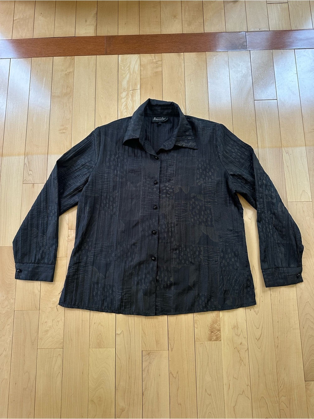 Amanda Black Textured Button Up